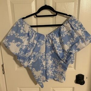 Off shoulder floral blouse with balloon sleeve
